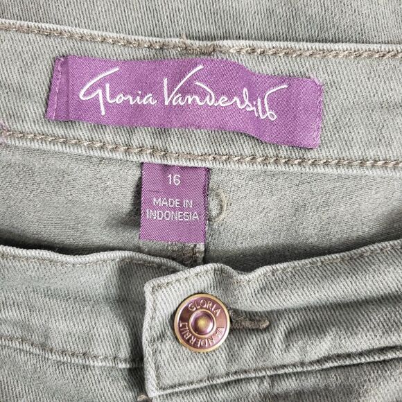 Gloria Vanderbilt Womens Jeans Size 16 Amanda Green Denim Stretch Straight Leg - Picture 8 of 10